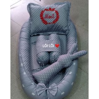Combo nôi vải, gối chặn, gối nằm và thỏ ôm