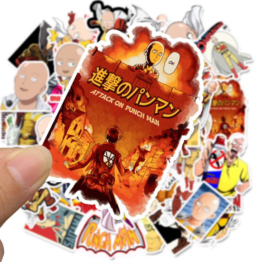 Bộ 50 hình dán vinyl chống thấm nước in hình One Punch Man độc đáo