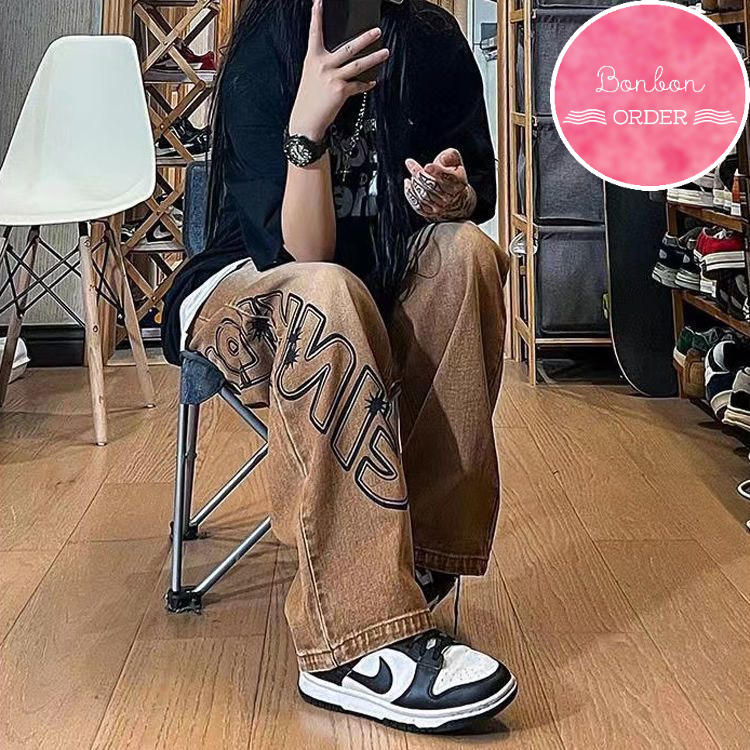 QUẦN JEAN ULZZANG ỐNG RỘNG HỌA TIẾT CỰC CHẤT -