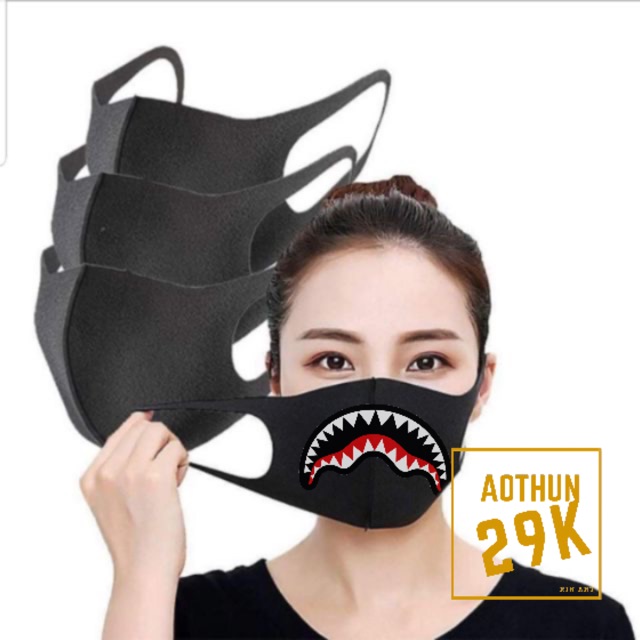 KHẨU TRANG VẢI IN HÌNH SHARK CỰC NGẦU DÀY DẶN CAO CẤP