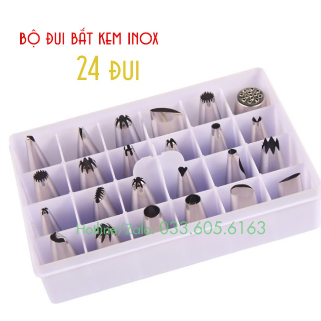 Bộ 24 đui trang trí bánh chất liệu inox bền sạch sẽ, dễ vệ sinh - Dụng cụ pha chế TV