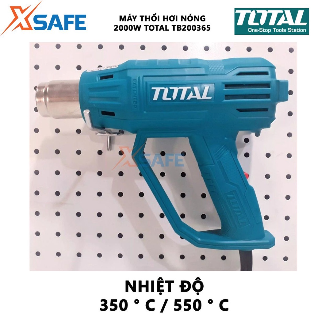 Máy thổi hơi nóng Total TB200365 Máy khò nhiệt mini công suất 2000W Nhiệt độ 350-550°C Luồng khí 300-500L/phút