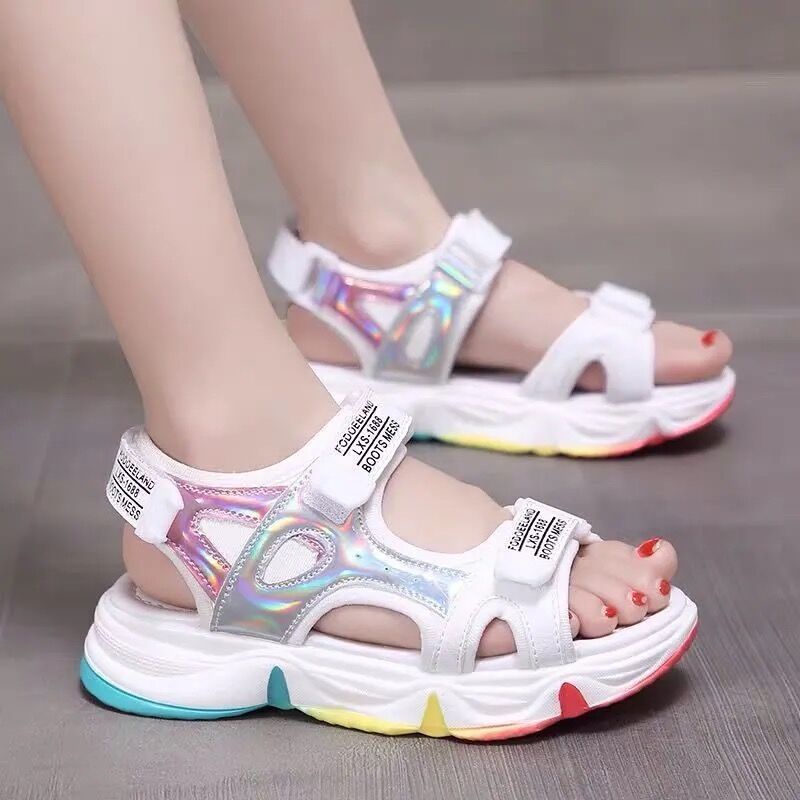 Giày Sandal Đi Biển Đế Bằng Màu Trơn Phong Cách Mới 2022 Cho Nữ
