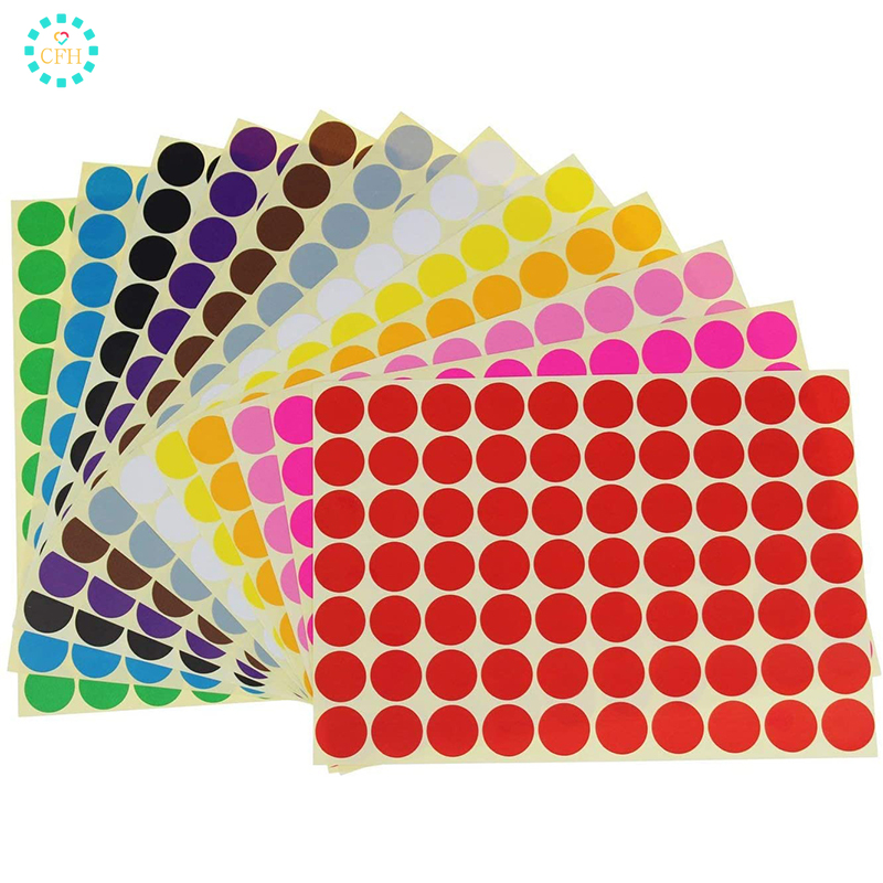 【cfh】16-color Color Round Dot Sticker 16-color Sticker Label Mouth Pick Paper Classification Mark Paste