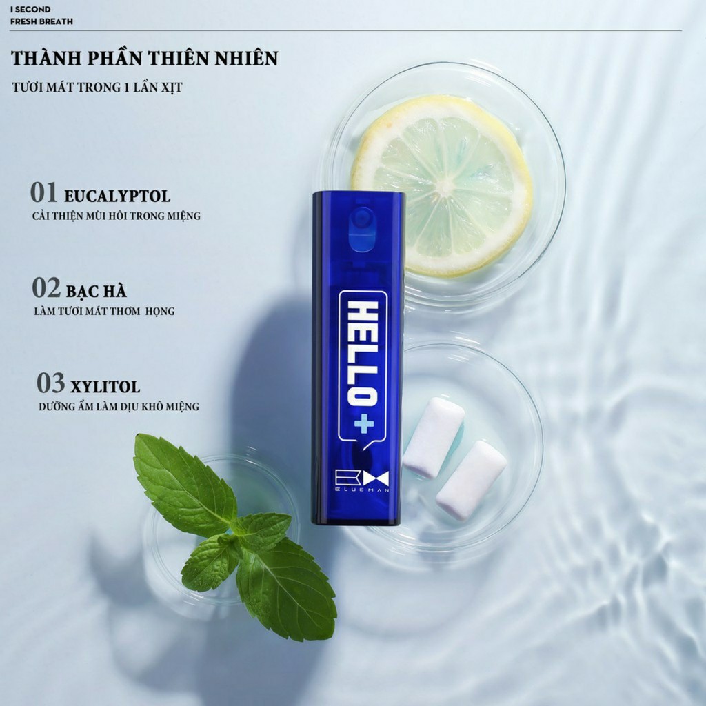 XỊT THƠM MIỆNG DIỆT KHUẨN HƯƠNG BẠC HÀ BLUEMAN 10ml