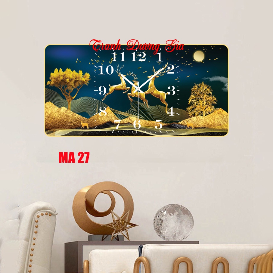 Tranh đồng hồ treo tường tráng gương 3d cao cấp Giá xưởng Tặng kèm pin đinh treo không cần khoan tường size 35x70