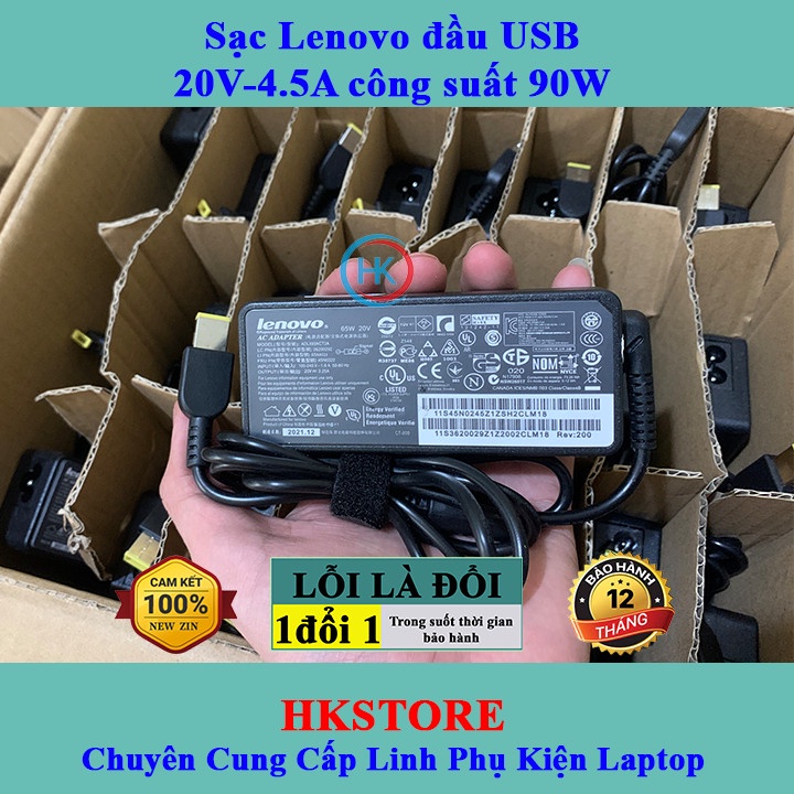 Sạc Laptop Lenovo 20V - 4.5A 90W chân vuông - USB dùng cho Lenovo T440 E531 X240 X230 G500 T540 G400 G500