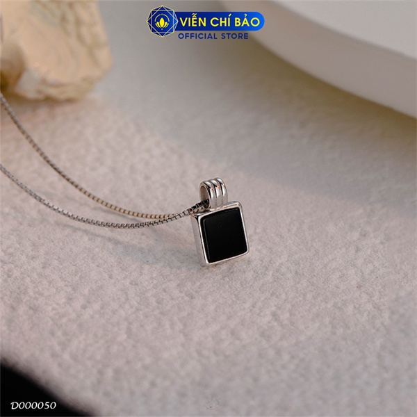 Dây chuyền bạc nữ đá vuông đen chất liệu Bạc S925 thời trang phụ kiện trang sức nữ Viễn Chí Bảo D000050