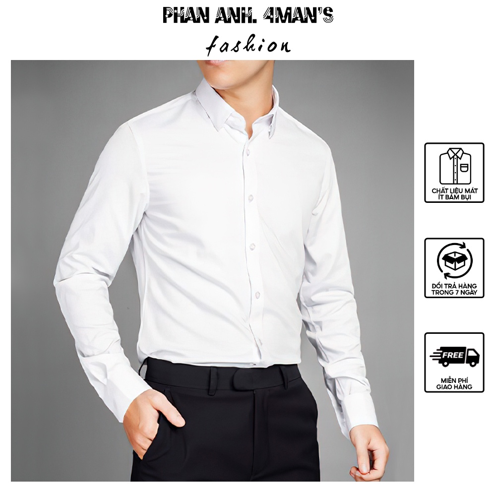 Áo sơ mi nam dài tay Phananh.4mans màu trắng tặng kèm hộp cao cấp - SM-5589