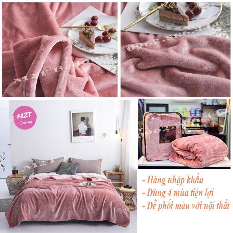 Chăn Lông Tuyết BLANKET Mềm Mịn Dày Ấm Dùng 4 Mùa Kích Thước 2m x 2m3 Nặng 2,3kg