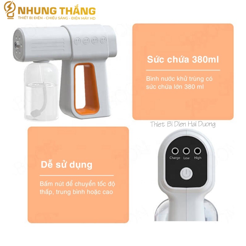 Máy Phun Khử Khuẩn Nano Cồn K6x - Súng Xịt Khử Khuẩn Cầm Tay Cao Cấp - Tích Hợp 6 Đèn UV Diệt 99% Vi Khuẩn