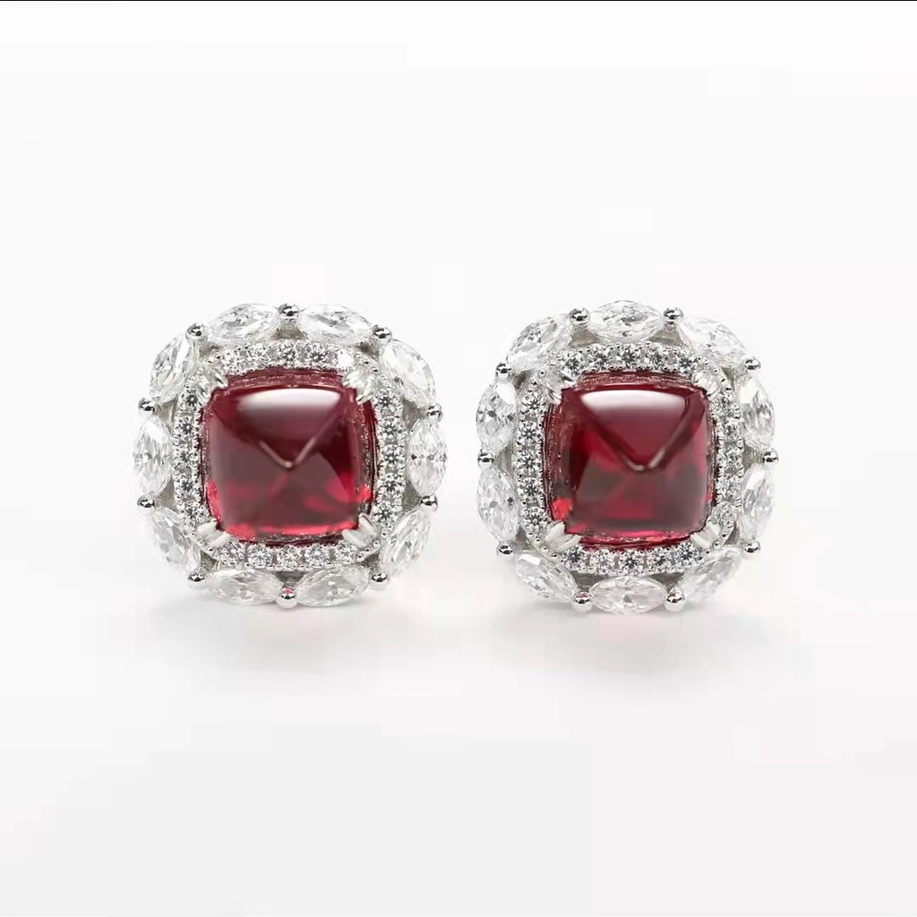 Bộ Dây Chuyền Mặt Đá Ruby Màu Đỏ Sang Trọng Cho Nữ-JHS2-S
