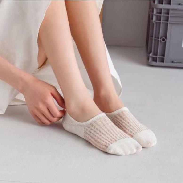 Lố 10 Đôi Tất Lười Nữ Cổ Thuyền Siêu Xinh Nhiều Màu