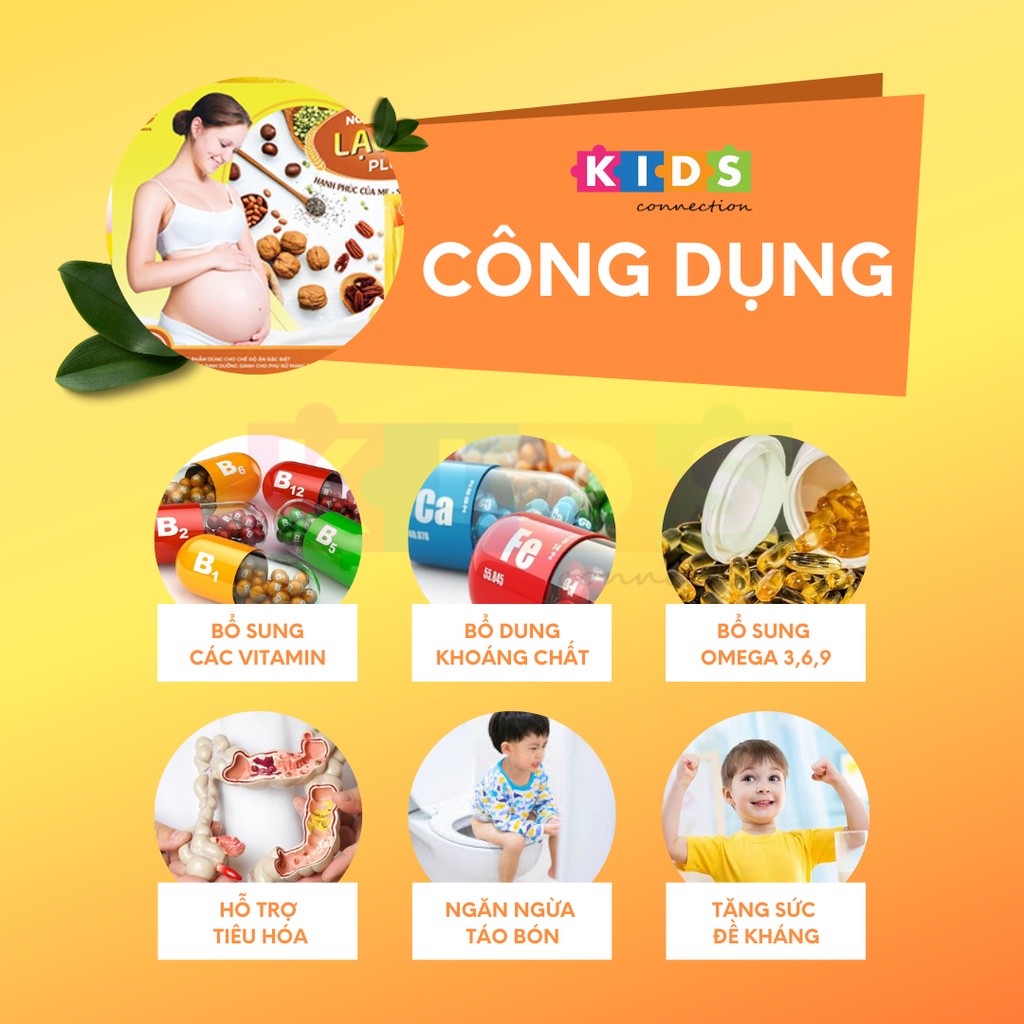 Ngũ cốc bầu, ngũ cốc siêu dinh dưỡng Lạc Lạc, có hạt Sachi siêu dinh dưỡng cho bé (hộp/30 gói/600g)