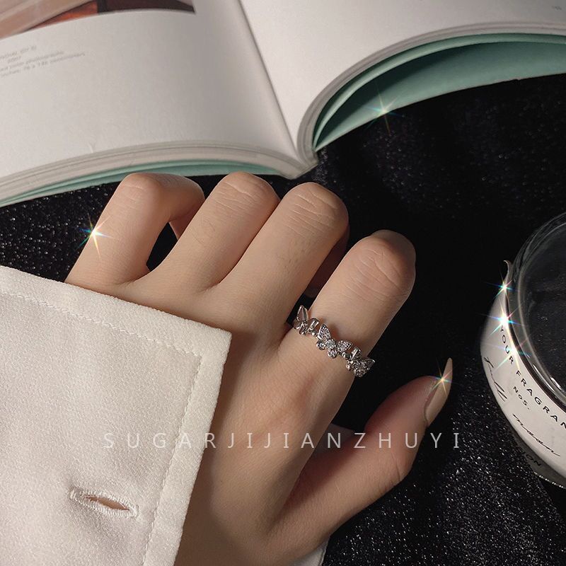 Nhẫn AY hình bướm đính đá pha lê thời trang dành cho nữ