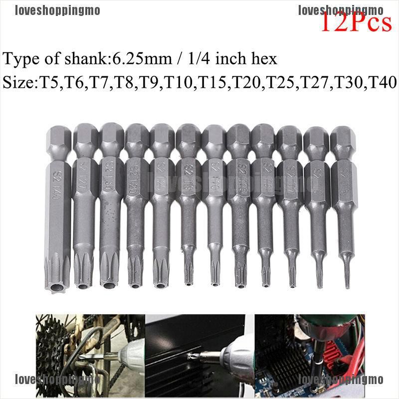 Mô Hình Trái Tim Xinh Xắn Đáng Yêu☆ Bộ 12 Đầu Tua Vít Lục Giác 1 / 4 "T5-40