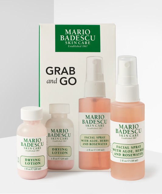 🌷 Bộ dưỡng da làm giảm mụn Mario Badescu Grab and Go : Drying lotion , Facial Spray Aloe, Herbs and Rose Water