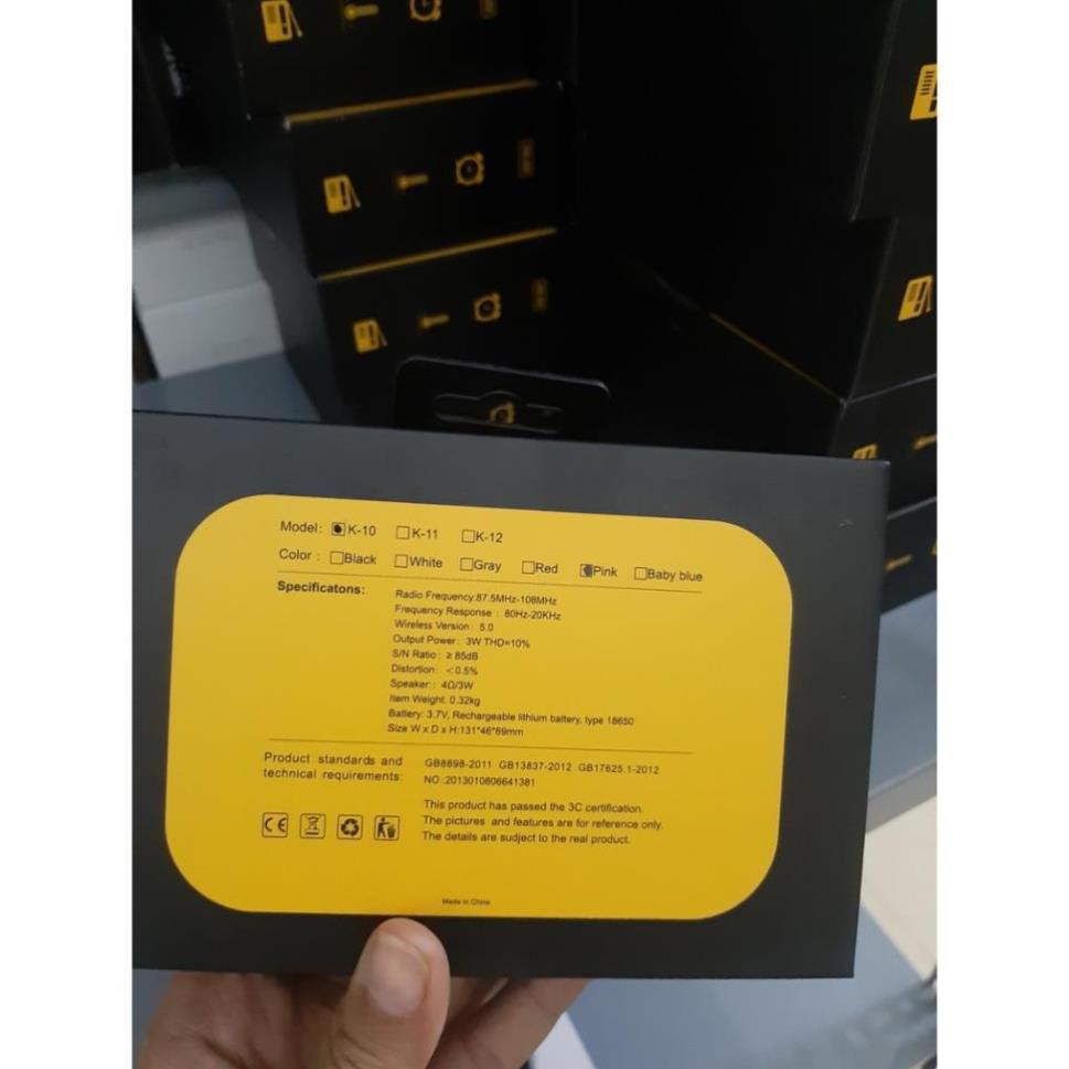 Loa Bluetooth KMS 10 (K10) Nhạc Mp3 Thẻ TF / Bluetooth 5.0 / Đài FM / Pin 1400mAh Kiêm Đồng Hồ Báo Thức
