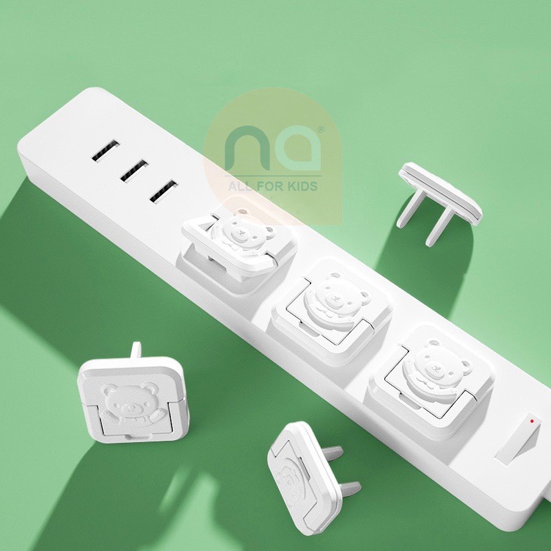 Nút Bịt Ổ Điện hình gấu 2 chân 3 chân Chống Giật, An Toàn Cho Bé