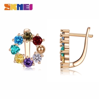Hoa tai đinh tán SKMEI đính đá zircon nhiều màu bằng đồng xinh xắn cho nữ