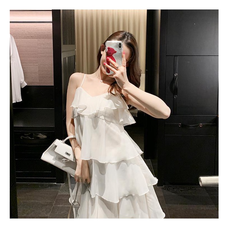 Đầm Midi Hai Dây Cổ Chữ V Thời Trang Mùa Hè 2022 Mới Dành Cho Nữ