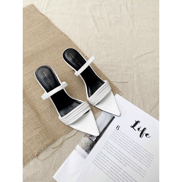 Sandal nữ cao gót mũi nhọn đen basic 7cm