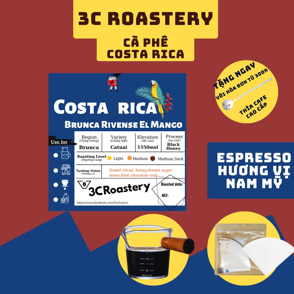 Cà phê hạt Costarica pha máy, pha handbrew tại nhà thơm ngon - 3C Roastery