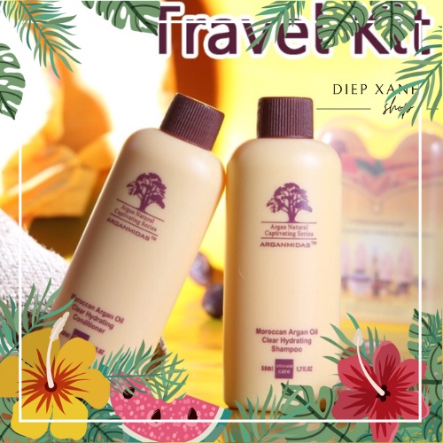 Bộ dầu gội xả Du Lịch Siêu Tiện Lợi Arganmidas Moroccan Argan Oil Hair Care dưỡng tóc giúp tóc chắc khỏe suôn mượt 50ml