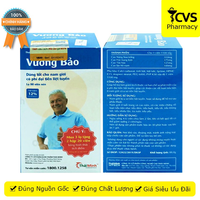 Viên Uống VƯƠNG BẢO - Hỗ trợ giảm kích thước phì đại tiền liệt tuyến