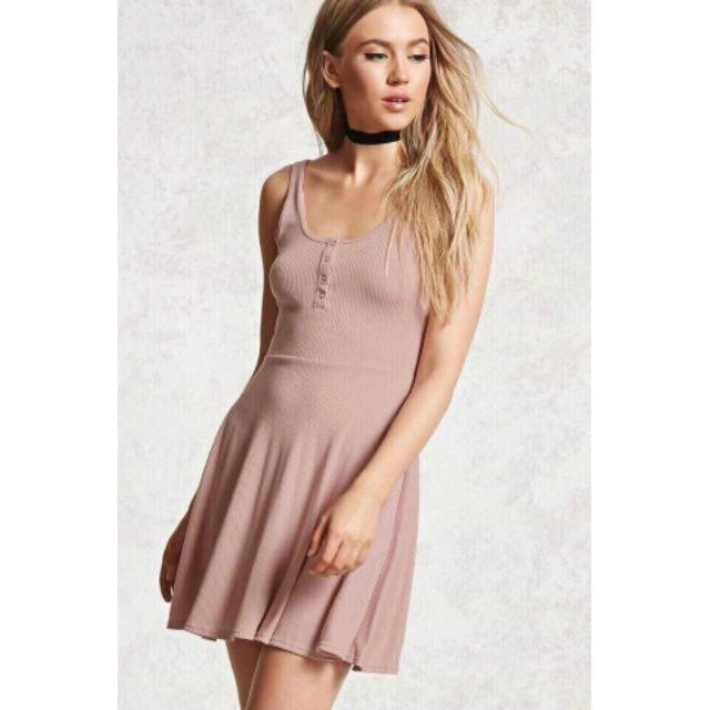 Đầm thun gân F21 còn hồng M ngực 86 eo 70cm