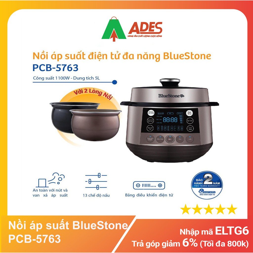 Nồi áp suất BlueStone PCB-5763/ 5763M - Chính hãng - Bảo hành 2 năm - NEW 2022