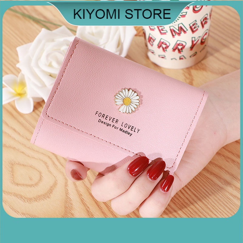 Ví nữ ngắn khắc chữ hình ảnh đẹp cầm tay mini nhỏ gọn bỏ túi nhiều ngăn dễ thương đựng tiền giá rẻ KIYOMI STORE