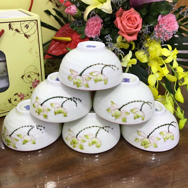 Bộ 10 bát cơm vẽ sen