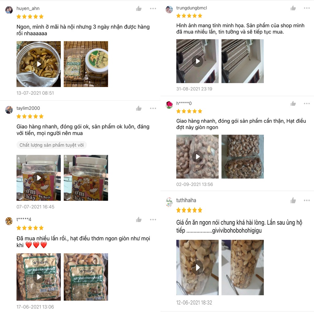 Hạt điều rang muối nguyên hạt còn vỏ lụa loại 1  hộp 500g