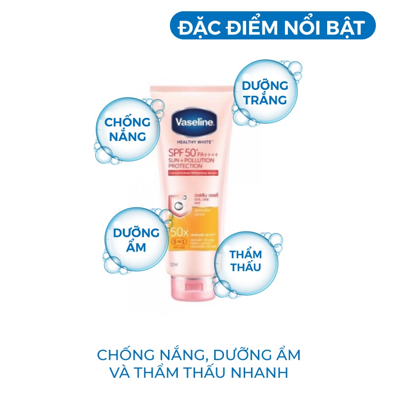 [ BẢN MỚI ] Sữa Dưỡng Thể - Kem Dưỡng Body Vaseline Perfect Serum 50X Tuýp 320ml Giúp da trắng sáng mịn màng giảm thâm