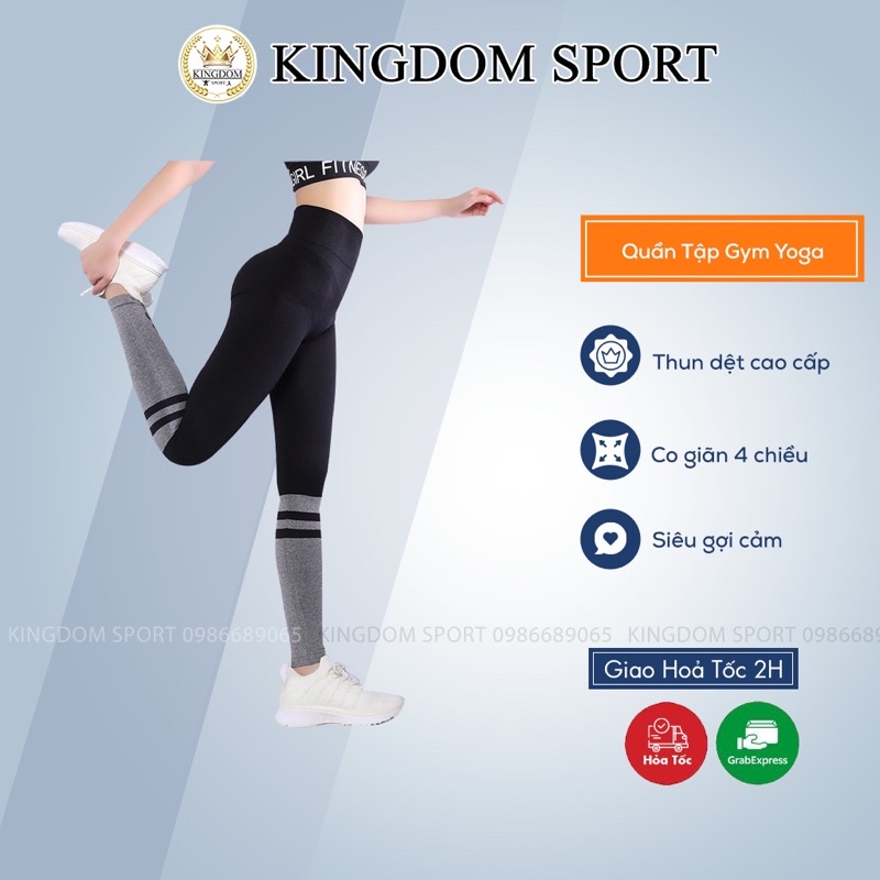 Quần Tập Gym Yoga Nâng Mông KINGDOM SPORT Chất Vải Co Giãn Thoáng Mát, Cạp Cao