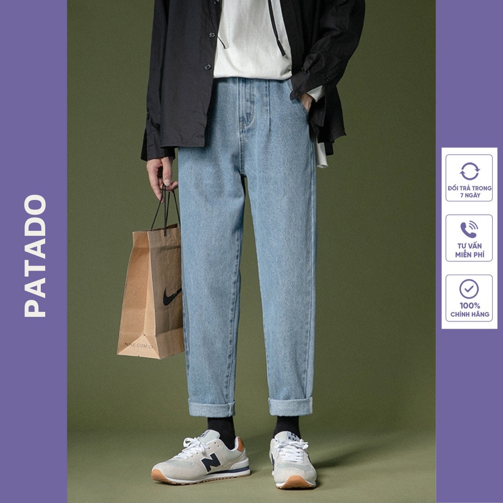 Quần baggy nam quần jean nam ống rộng suông đứng chất bò cao cấp PATADO TR01