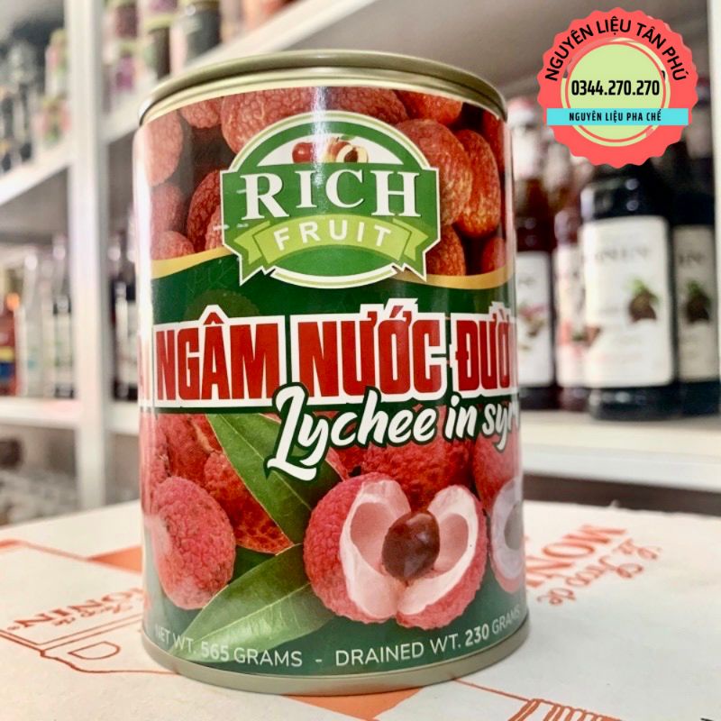 Vải ngâm đường Rich - Lon 565gr