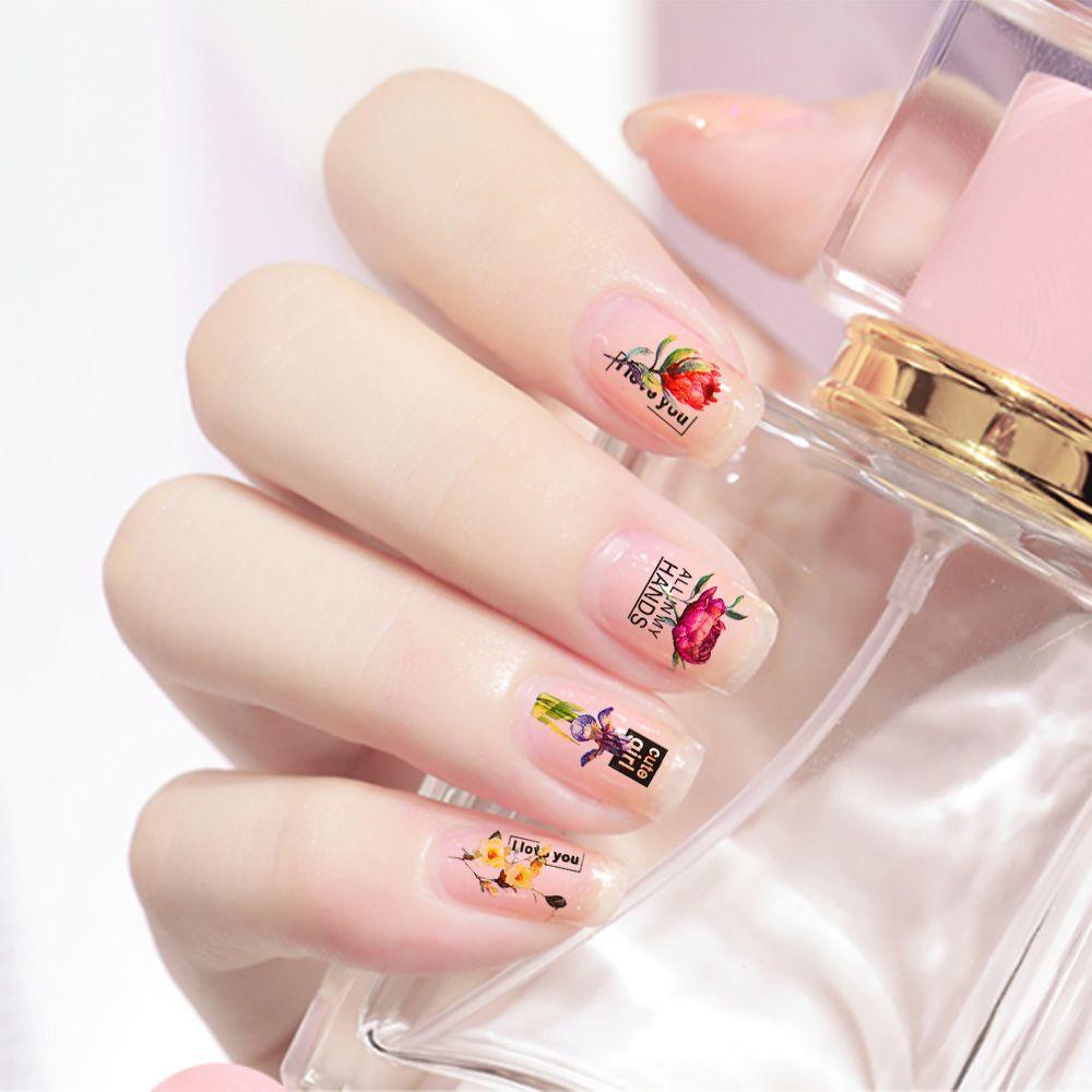 WATTLE Miếng Dán Trang Trí Móng Tay 3D Chống Thấm Nước Lấp Lánh