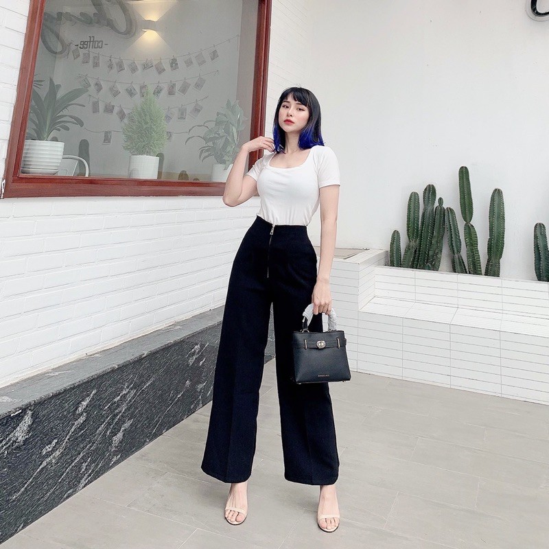 Quần xuông ống rộng khoá trước(Ảnh thật) | BigBuy360 - bigbuy360.vn