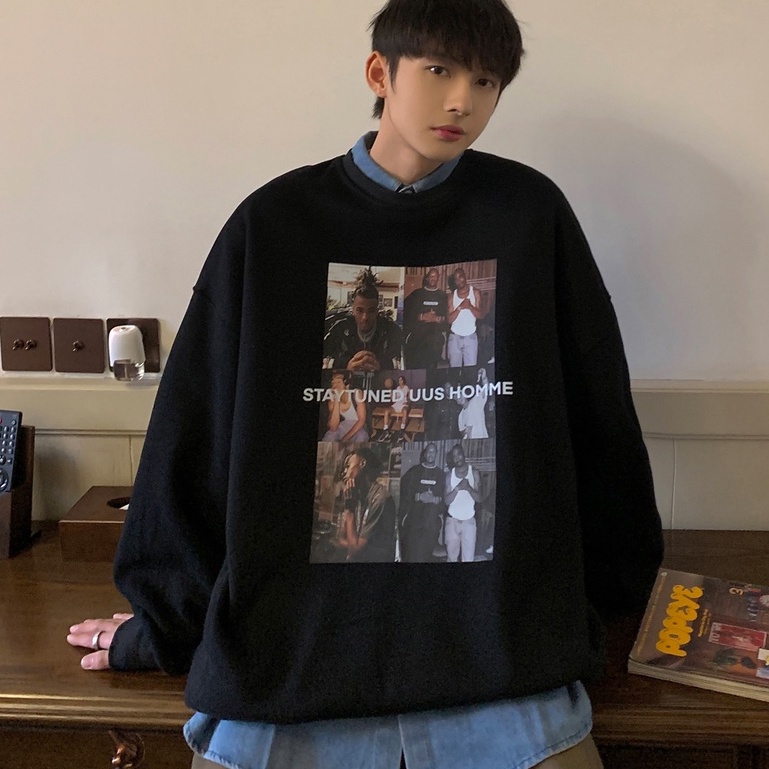 Áo nỉ nam dài tay dáng rộng thời trang Hàn Quốc sành điệu