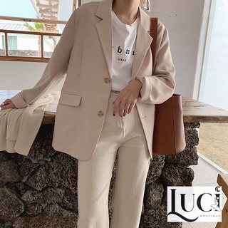 Áo vest nữ 2 lớp cao cấp - Áo blazer trơn màu beige/ đen