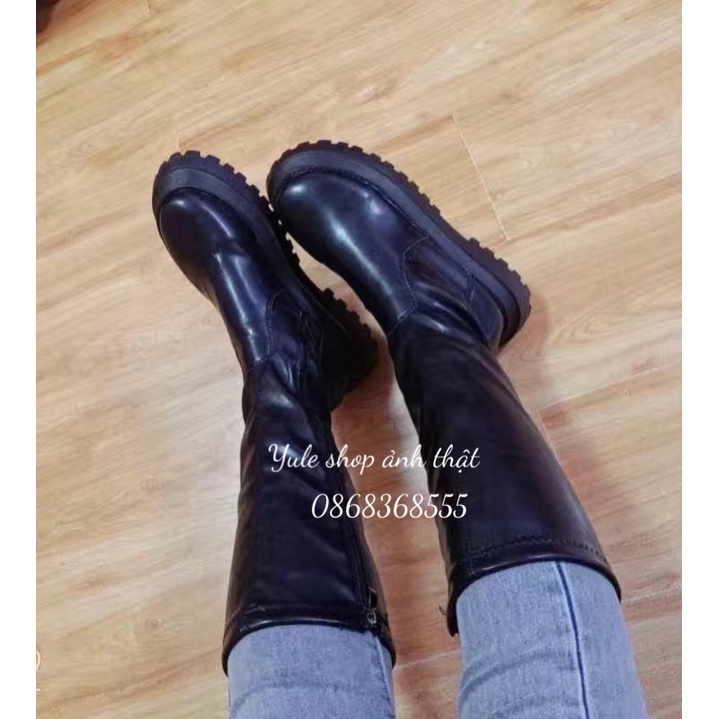 bốt đùi khoá kéo đế răng cưa 6cm chiều cao