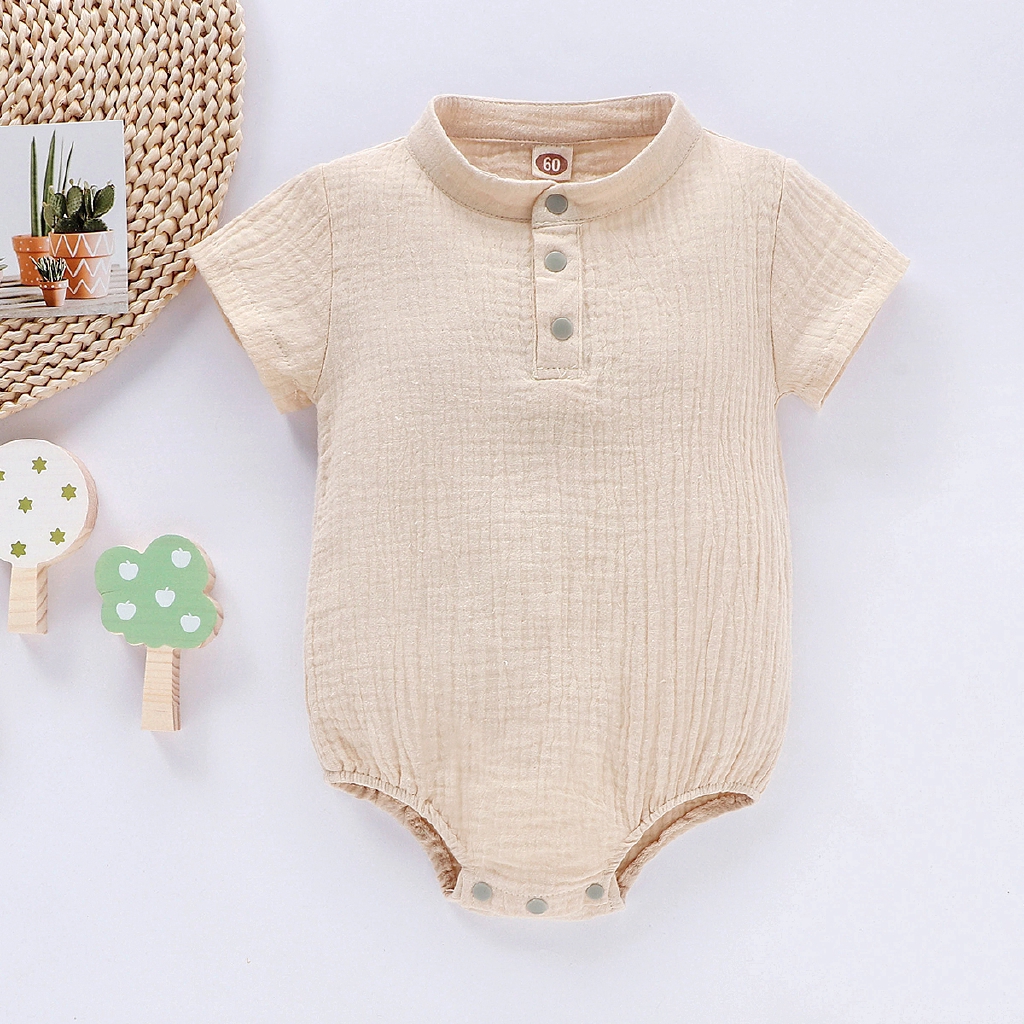 Áo liền thân tay ngắn màu trơn đáng yêu cho bé