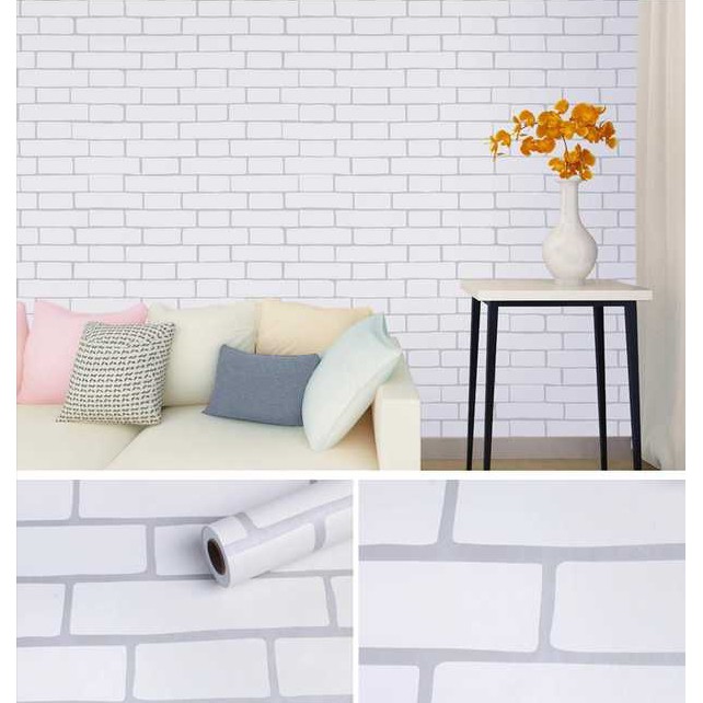 Decal giấy dán tường gạch trắng khổ 45cm keo sẵn | BigBuy360 - bigbuy360.vn