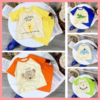 [Minky mom] Bộ Thun Lạnh Cộc Tay Cho Bé Trai Bé Gái 8-27kg -TN-IN83 In Động Vật Dễ Thương Chất Vải Thoáng Mát