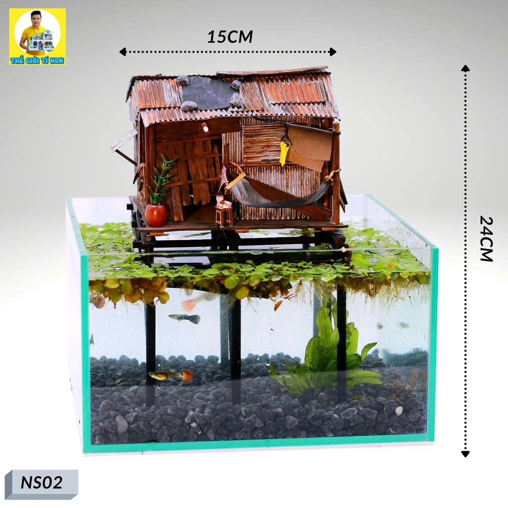Mô Hình Gỗ Sài Gòn Xưa Tí Hon Ký Ức Tuổi Thơ - Thế Giới Tí Hon - Xóm Nhà Sàn - NS02