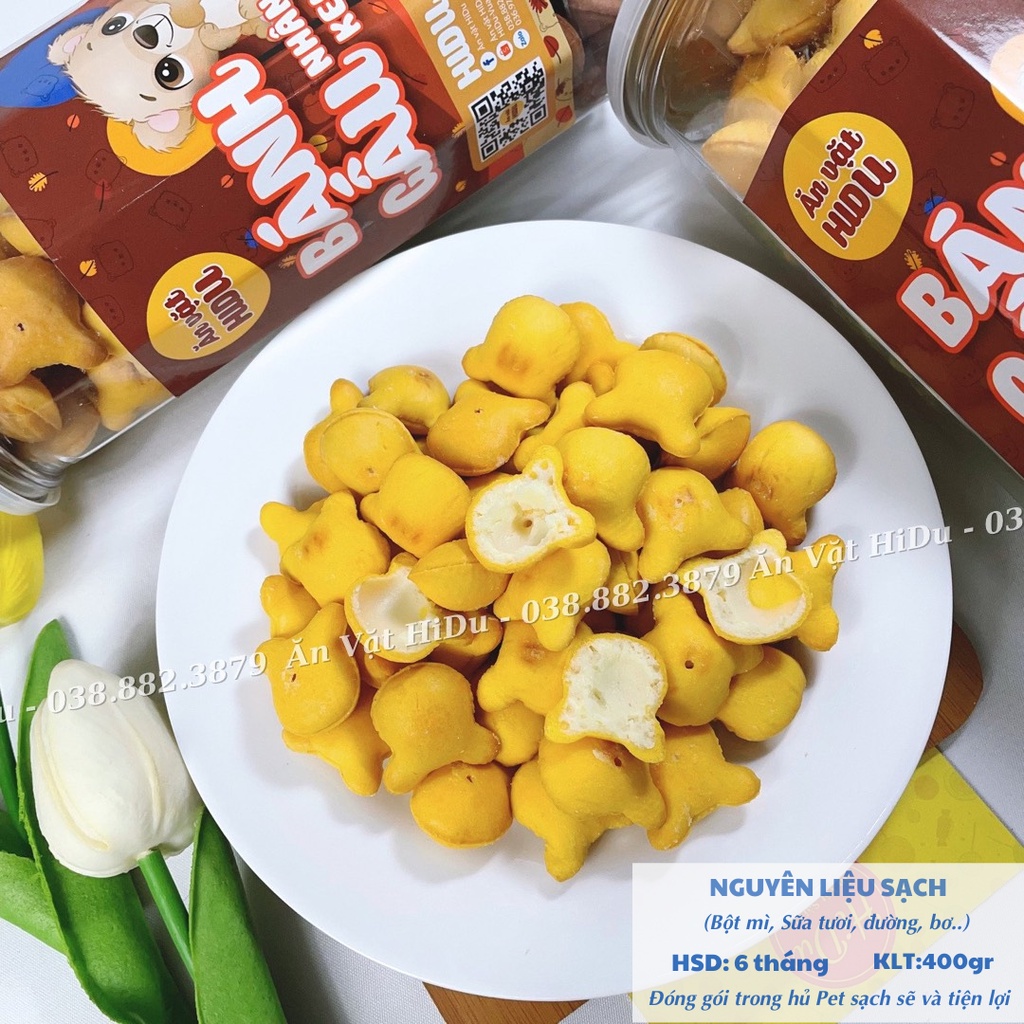 Bánh gấu nhân kem sữa 400gr Hủ pet Ăn vặt HiDu