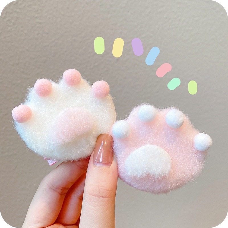 Kẹp tóc hình chân mèo bông dễ thương cho bé