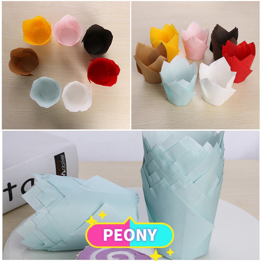 50 Khuôn giấy nến dùng làm bánh muffin hình hoa mẫu đơn